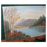 10" x 14" oil on board, river hill scene signed F.