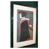 15" x 10" block print "Geisha" signed Kiyoshi