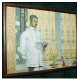 9" x 12" print of a waiter serving tea