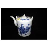 6" blue adn white oriental porcelain teapot