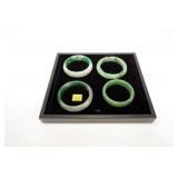 Lot, 4 green stone bracelets