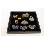 Lot, 3 rings and 6 enamel pendants