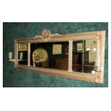 Triple  mirror with electric light sconces