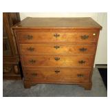 42" Pine period 4-drawer planked end chest
