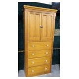 Early pine 2-door over 4-drawer dresser/wardrobe