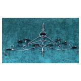 Large wrought iron 9-candle wall hanging