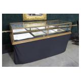 Early oak glass table top showcase