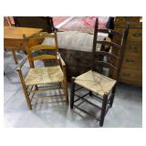 Lot, two rush seat ladder back chairs