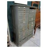 Painted oak 30 drawer file cabinet