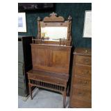 34.5" Victorian oak drop front desk with mirror,