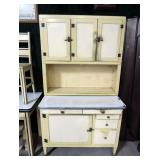 41" painted oak 2 pc. hooiser cabinet
