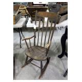 Arrowback plank seat decorated rocker