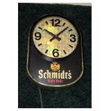 14" x 10" Schmidts Light Beer advertising clock