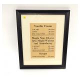 13" x 9" advertising sign: Vanilla Cream, Maple