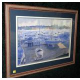 14" x 20" Watercolor, sailboard scene, signed