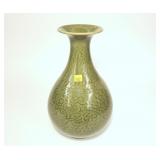 13.5" Green oriental porcelain vase