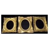 Lot, three gold gilt frames: 2- 10" oval and 8.5"