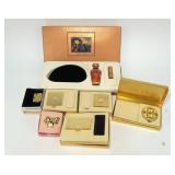 Lot, Estee Lauder 4 golden compacts, 2 perfume