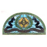 51.5" x 25.5" leaded stain glass window with the