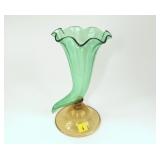 8" Steuben Pomona green and amber vase, signed