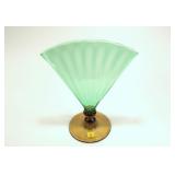 11" Steuben Pomona green and amber vase, No. 6281,