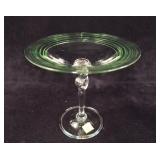 7" Steuben compote with Pomona green threads,
