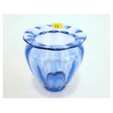 5" Steuben French blue vase, signed Fleur-de-Lis