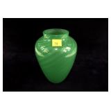 6.5" Steuben jade vase, signed Fleur-de-Lis