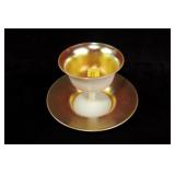 Gold aurene/calcite sherbet goblet with under