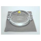 7.25" Steuben ashtray with crimped handles,