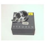 Steuben Pig No. 5522, with box and bag, signed