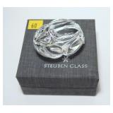 Steuben Rabbit No. 5513, with bag and box, signed