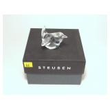 Steuben Bird No. 8112, with bag and box, signed