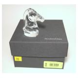Steuben Horse Head No. 5548, with bag and box,