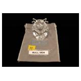 Steuben Bull No. 5524, with bag, signed
