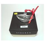 Steuben Dove ornament with bag and box