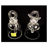 2- Steuben bells, 4.5"H., not signed