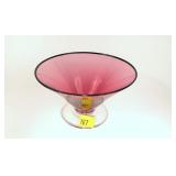 4 7/8" Steuben cranberry with black trim