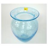 7" Light blue air bubble vase, not signed