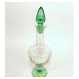 15" Pomona green/clear decanter, not signed,