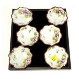 Set of six Nippon porcelain hand painted salts
