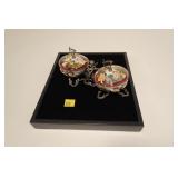 Russian porcelain double salt with covers (one