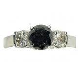 14K White gold brilliant cut black diamond
