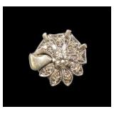 14K White gold diamond flower cluster