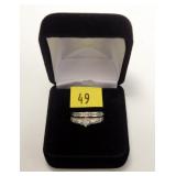 Sterling silver wedding set with diamond solitare