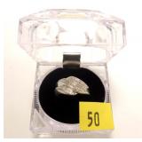 Sterling silver swirl style diamond pave