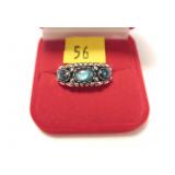 Sterling silver pava three-stone ring