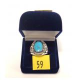 Sterling silver good luck horseshoe turquoise ring