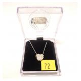 Sterling silver pave diamond heart necklace