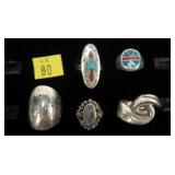 5- Sterling silver rings